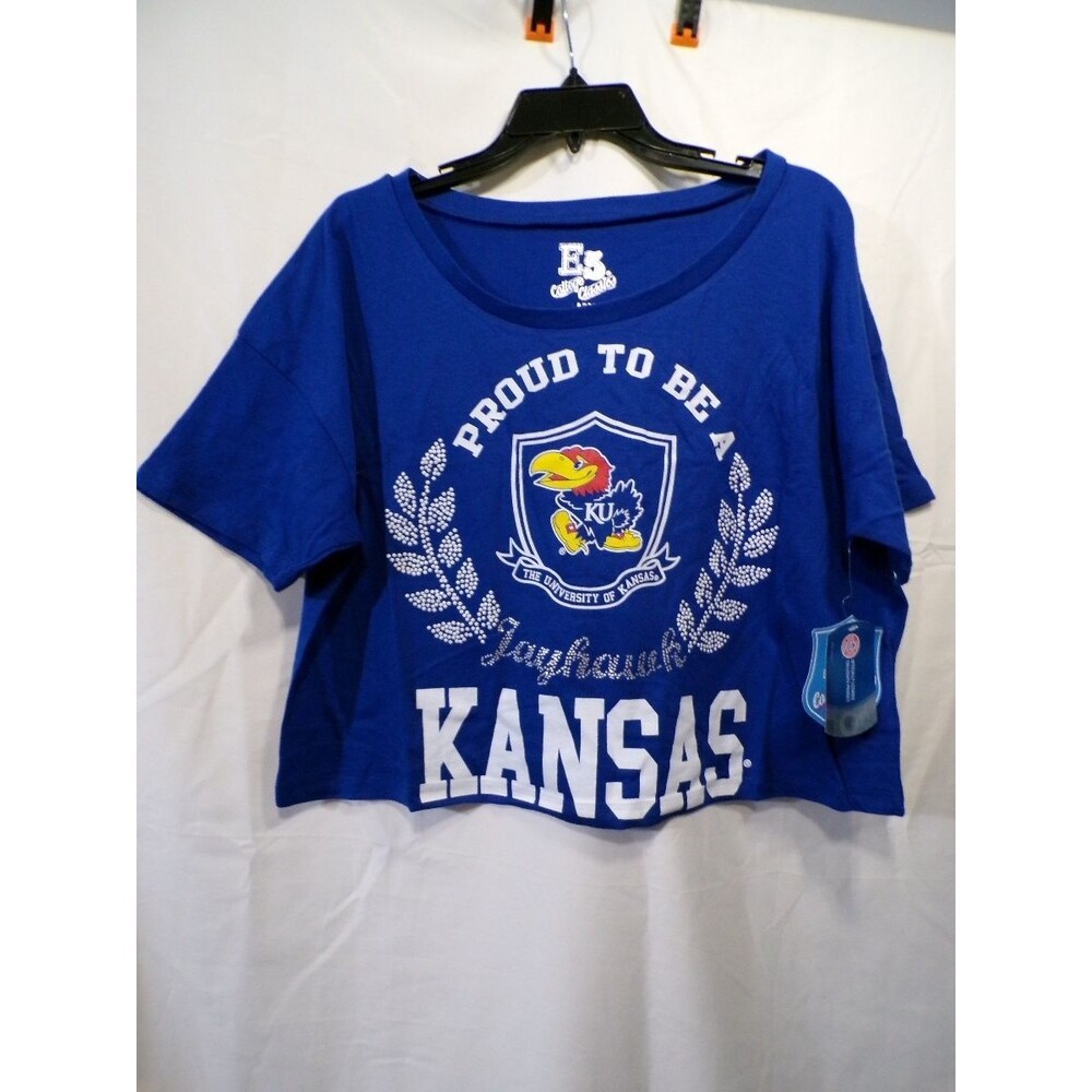 E5 College Classics Women's Kansas Jayhawks Cropped T-Shirt Large